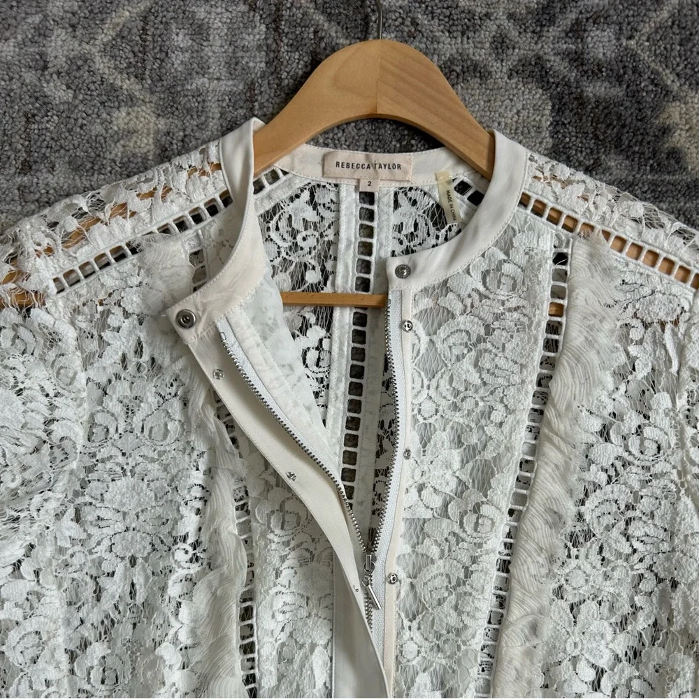 🤍 Rebecca Taylor White Lace Blouse - Picture 3 of 9